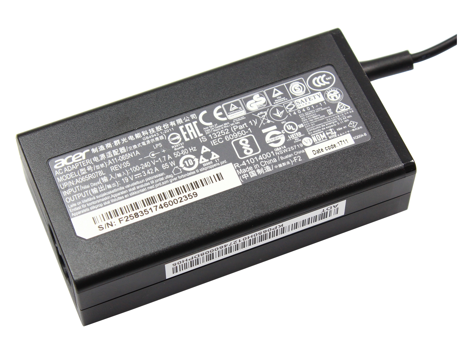 Incarcator original Acer Aspire E5-553G 65W, 19V, 3.42A
