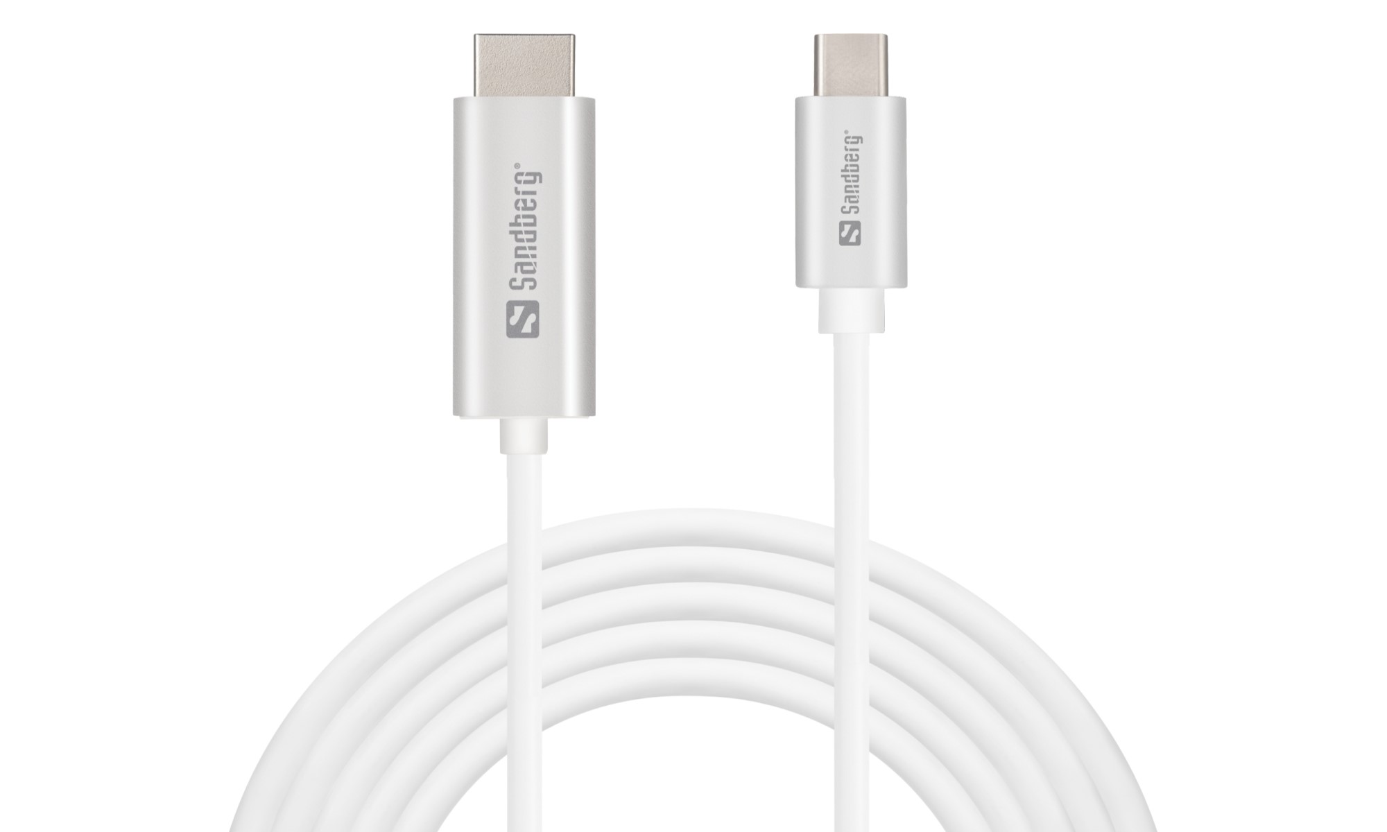 Cablu USB-C - HDMI, alb, 2m, Sandberg Cablu USB-C - HDMI, alb, 2m, Sandberg