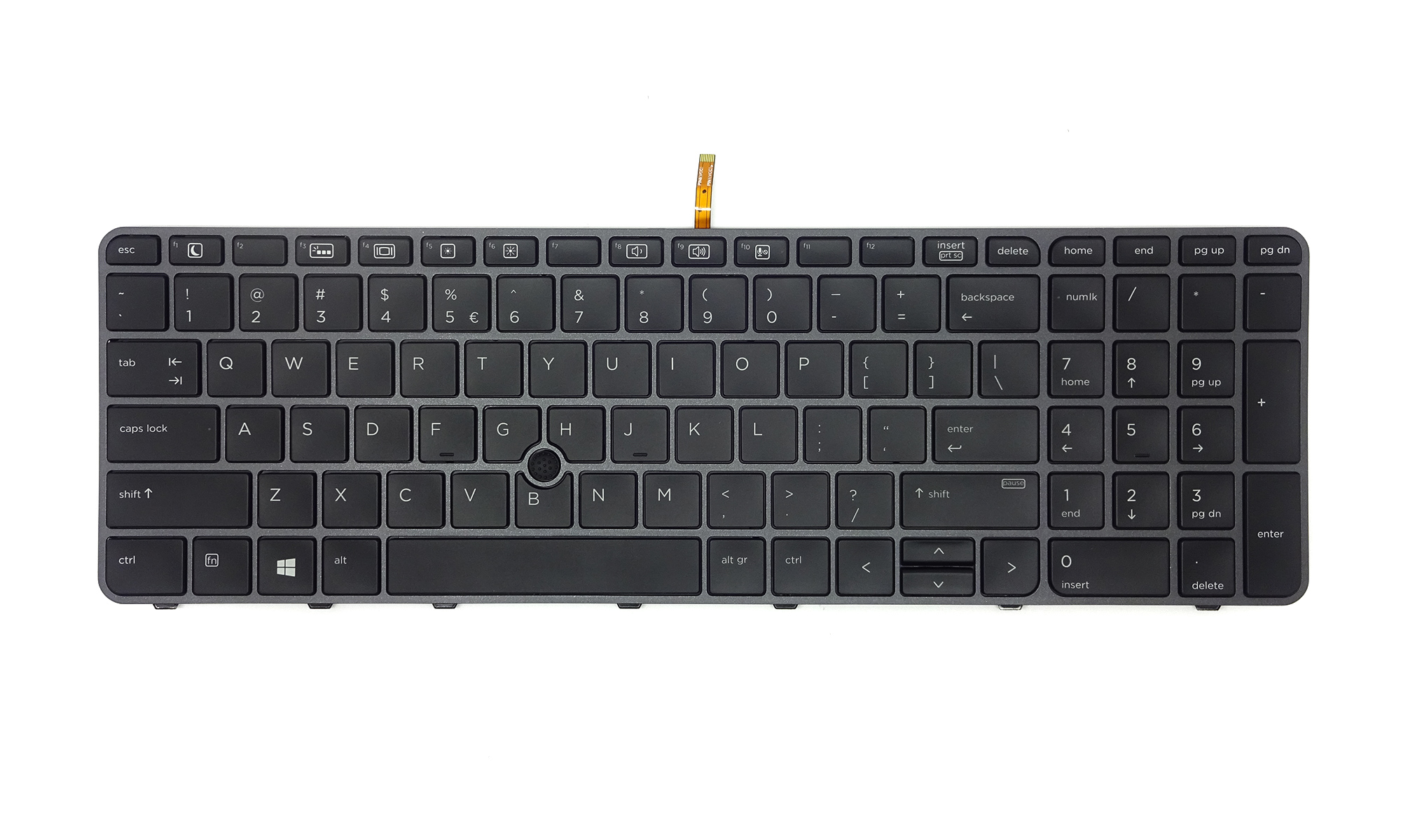 Tastatura compatibila HP EliteBook 755 G3, 755 G4, 850 G3, 850 G4, taste negre, rama gri inchis, cu iluminare, cu trackpoint, layout US Tastatura compatibila HP EliteBook 755 G3, 755 G4, 850 G3, 850 G4, taste negre, rama gri inchis, cu iluminare, cu trackpoint, layout US