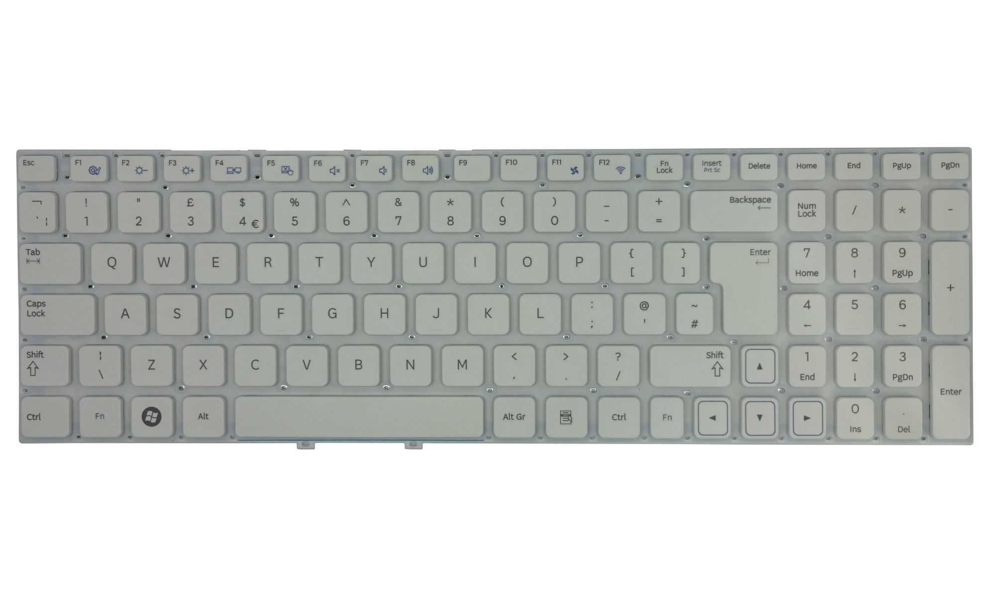 Tastatura compatibila Samsung NP300E5A, NP300E5C, NP300E5X, NP300E5Z, NP300E5ZH, NP300V5A, NP300V5AH, NP300V5Z, NP305E5A, NP305V5A, layout UK, alba, fara rama Tastatura compatibila Samsung NP300E5A, NP300E5C, NP300E5X, NP300E5Z, NP300E5ZH, NP300V5A, NP300V5AH, NP300V5Z, NP305E5A, NP305V5A, layout UK, alba, fara rama