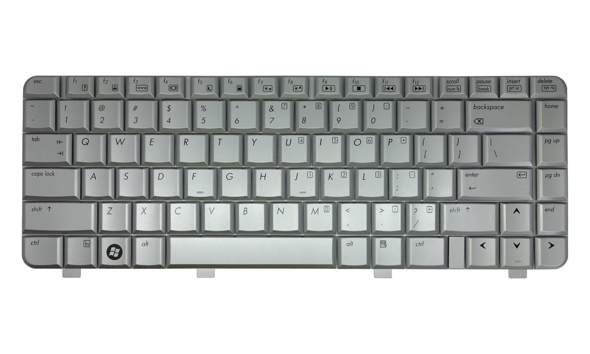 Tastatura compatibila HP Pavilion DV2000, Compaq Presario V3000, V3100, V3200, V3300, V3400, V3500, V3600, V3700, V3800, layout US, fara iluminare, argintie Tastatura compatibila HP Pavilion DV2000, Compaq Presario V3000, V3100, V3200, V3300, V3400, V3500, V3600, V3700, V3800, layout US, fara iluminare, argintie