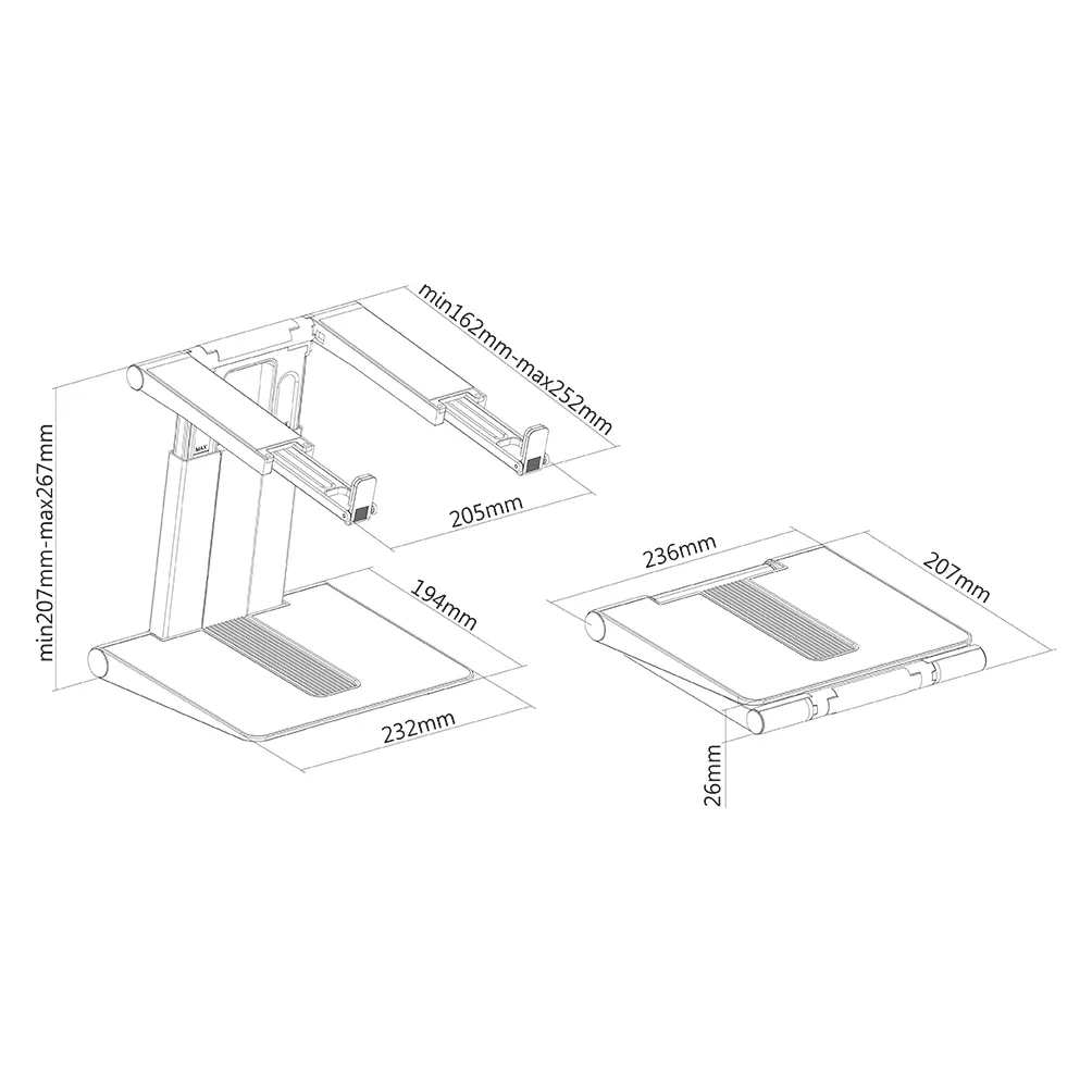 Suport pliabil universal Neomounts by Newstar pentru laptop sau tableta, model NSLS200 Suport pliabil universal Neomounts by Newstar pentru laptop sau tableta, model NSLS200