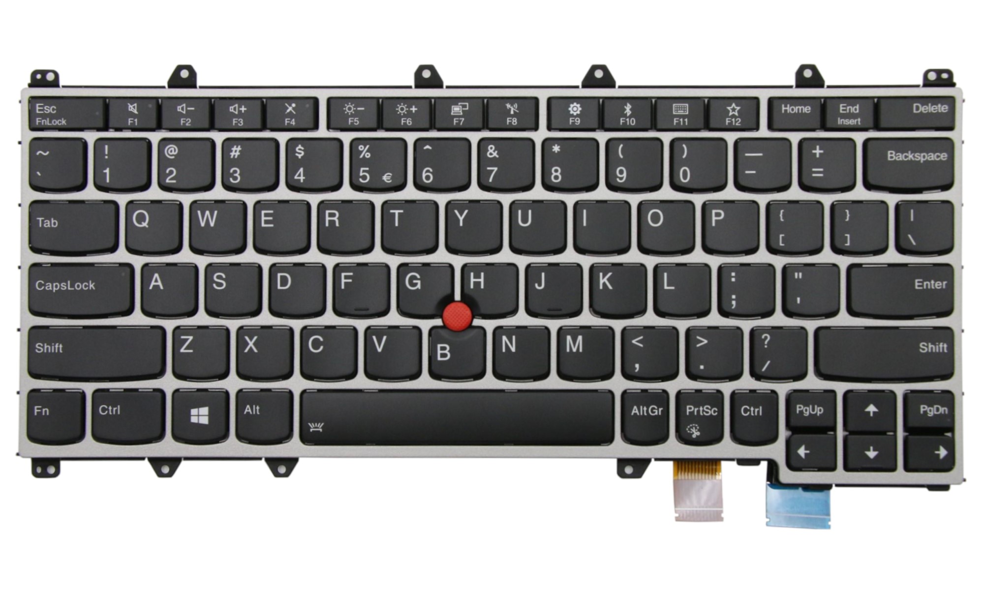 Tastatura originala Lenovo ThinkPad X380 Yoga Type 20LH, 20LJ, rama argintie, taste negre, layout US, cu iluminare Tastatura originala Lenovo ThinkPad X380 Yoga Type 20LH, 20LJ, rama argintie, taste negre, layout US, cu iluminare