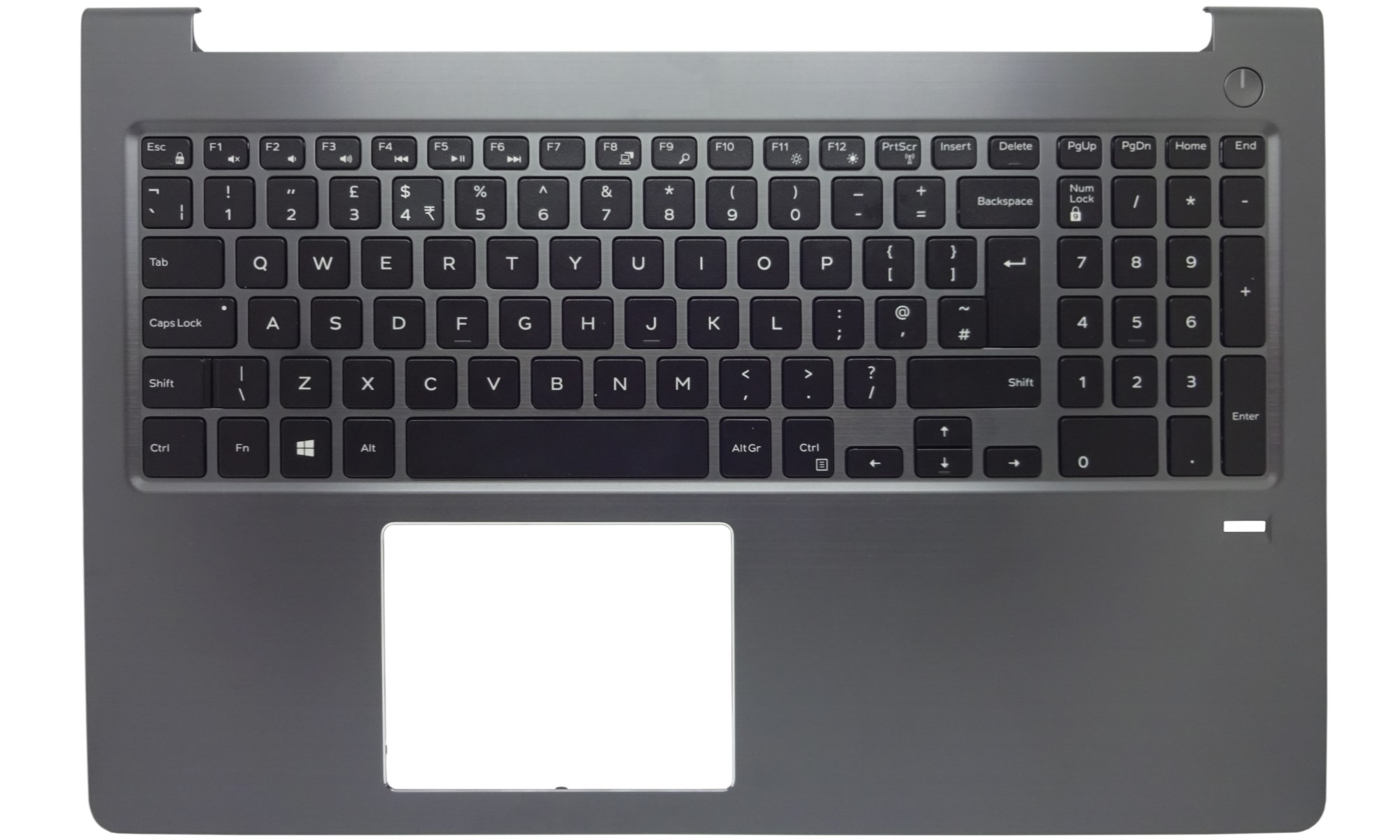 Carcasa superioara si tastatura Dell Vostro 15 5568, fara iluminare, gri, layout UK, cu slot pentru scaner amprenta, model 3VFPJ Carcasa superioara si tastatura Dell Vostro 15 5568, fara iluminare, gri, layout UK, cu slot pentru scaner amprenta, model 3VFPJ