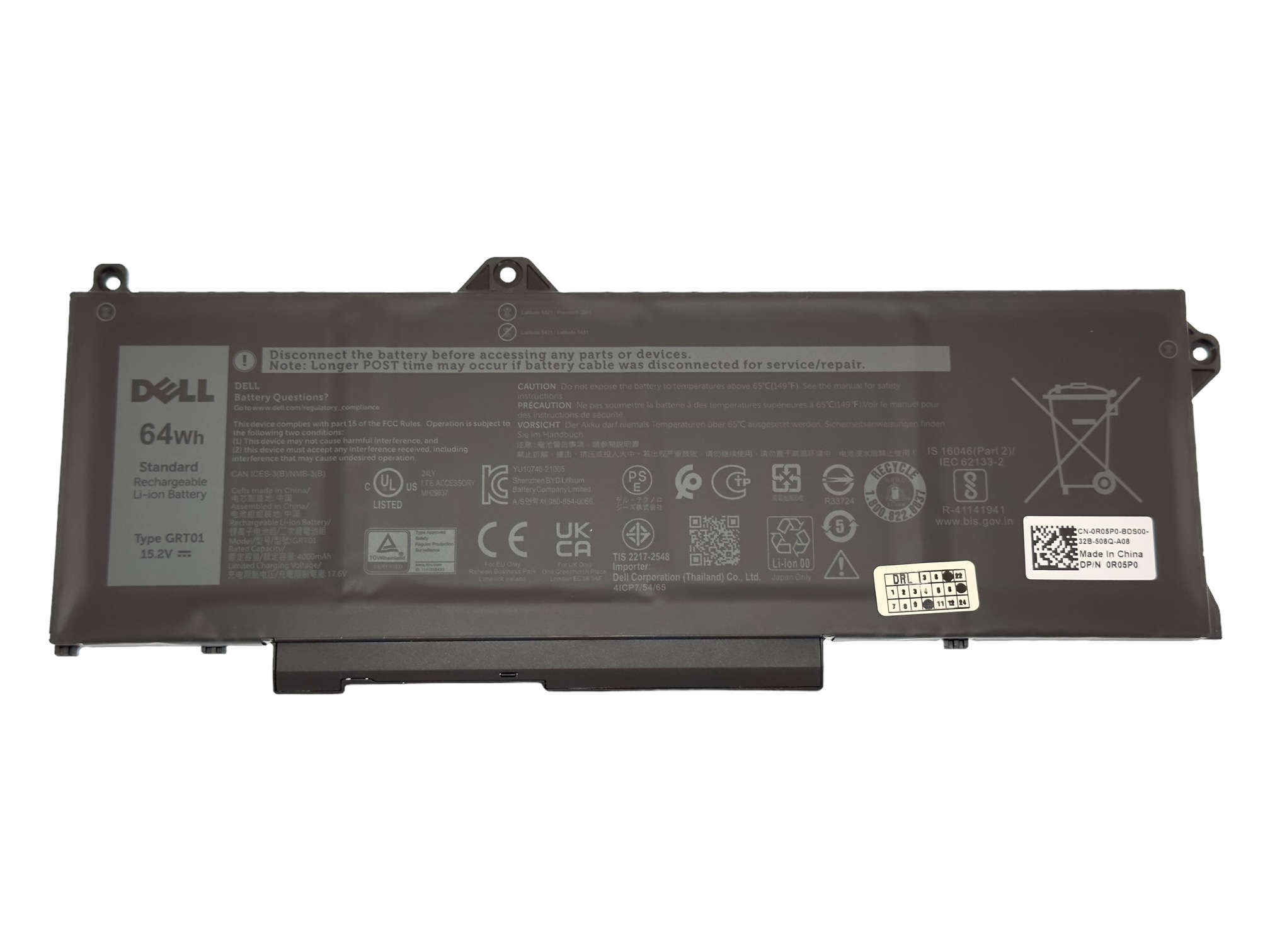 Baterie originala Dell type GRT01 64Wh, Latitude 5421 5431, 5521 5531, Precision 3470 3561 3571 3581 varianta cu 4 celule, DP/N R05P0; 0P3TJ Baterie originala Dell type GRT01 64Wh, Latitude 5421 5431, 5521 5531, Precision 3470 3561 3571 3581 varianta cu 4 celule, DP/N R05P0; 0P3TJ