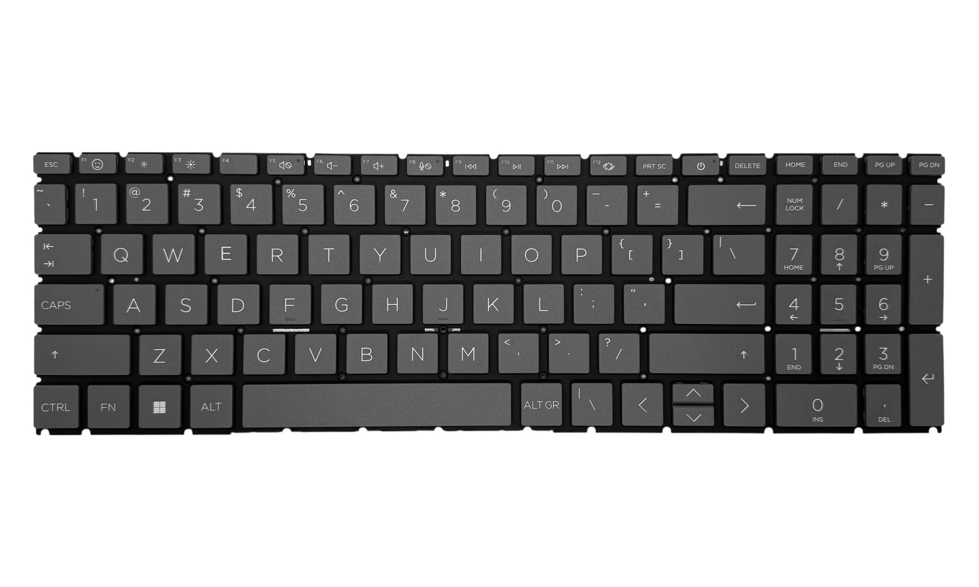 Tastatura compatibila laptop HP 15-FC, 15-FD, gri, fara iluminare, fara rama, layout US Tastatura compatibila laptop HP 15-FC, 15-FD, gri, fara iluminare, fara rama, layout US