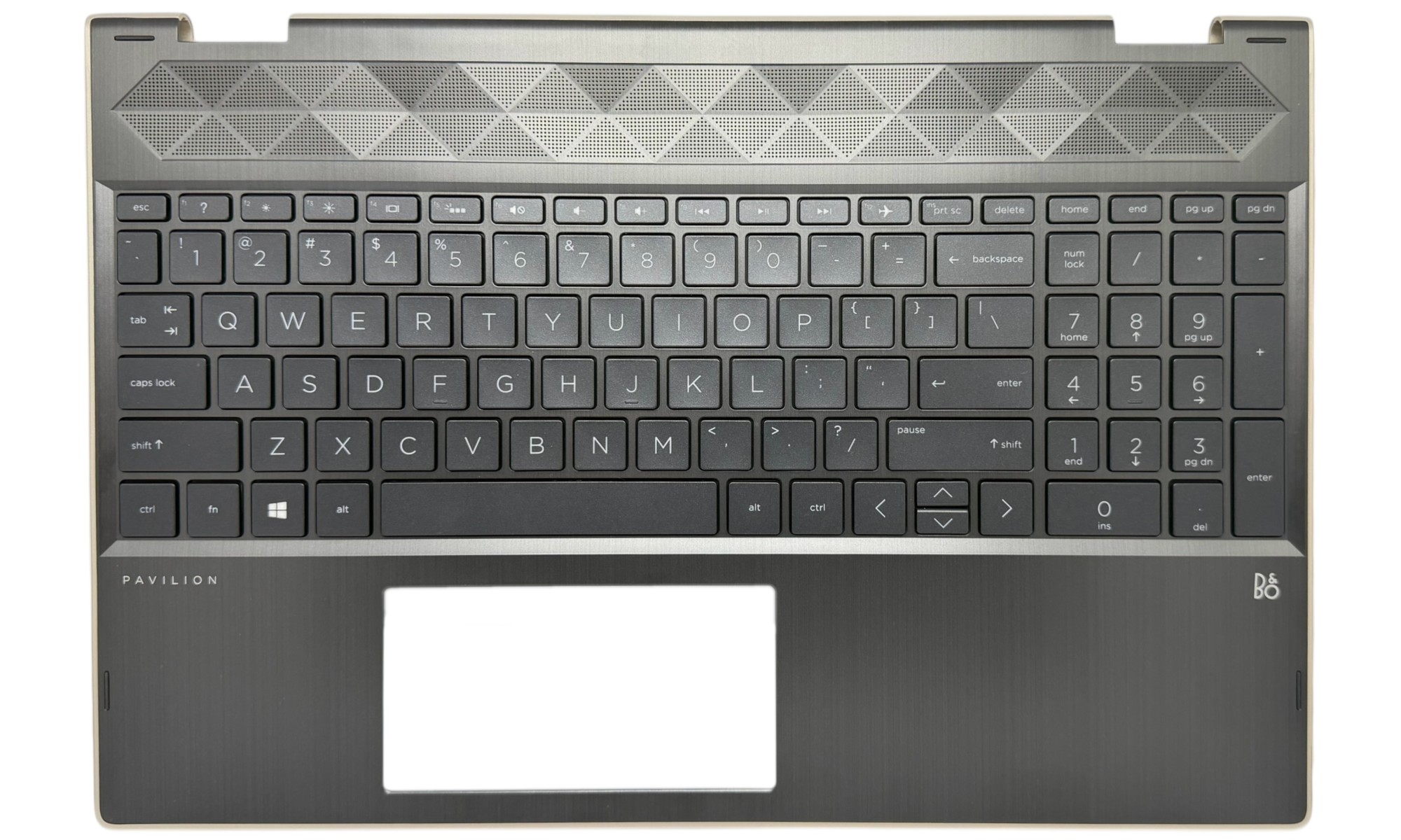 Carcasa superioara cu tastatura HP Pavilion X360 15-CR, 15T-CR, TPN-W132, layout US, gri inchis cu auriu, model L12731-001 Carcasa superioara cu tastatura HP Pavilion X360 15-CR, 15T-CR, TPN-W132, layout US, gri inchis cu auriu, model L12731-001