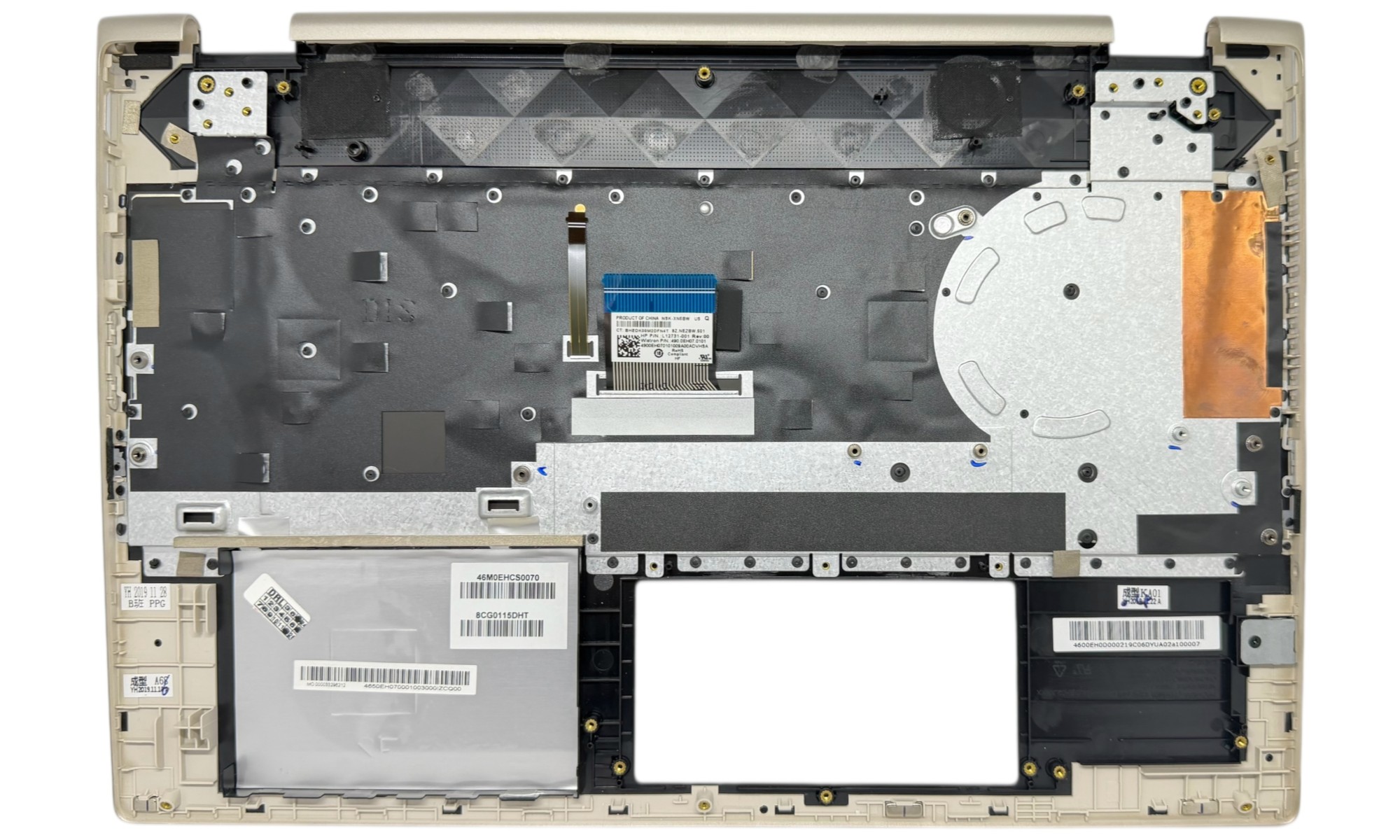 Carcasa superioara cu tastatura HP Pavilion X360 15-CR, 15T-CR, TPN-W132, layout US, gri inchis cu auriu, model L12731-001 Carcasa superioara cu tastatura HP Pavilion X360 15-CR, 15T-CR, TPN-W132, layout US, gri inchis cu auriu, model L12731-001
