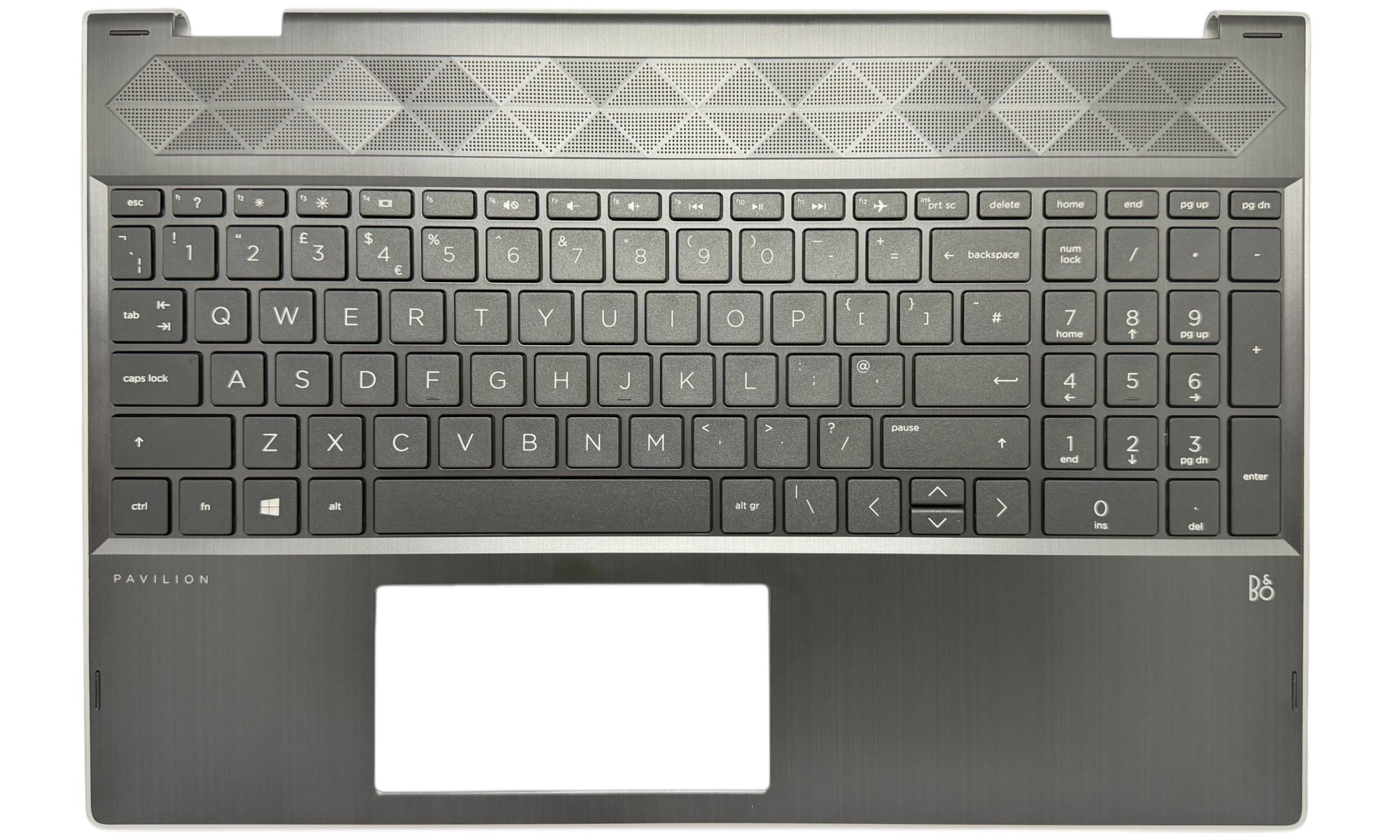 Carcasa superioara cu tastatura HP Pavilion X360 15-CR, 15T-CR, TPN-W132, layout UK, gri inchis cu argintiu, model L12732-031 Carcasa superioara cu tastatura HP Pavilion X360 15-CR, 15T-CR, TPN-W132, layout UK, gri inchis cu argintiu, model L12732-031