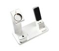 Stand de incarcare 4 in 1, pentru iPhone XS, X, Max, XR, 8, 8 Plus, 7, 7 Plus, 6S, 6S Plus, 6, 6 Plus, SE, 5S, 5C, 5, AirPods, Apple Watch 4 3 2 1, iPad Air, Mini, aluminiu, argintiu