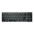Tastatura compatibila HP EliteBook 755 G3, 755 G4, 850 G3, 850 G4, taste negre, rama argintie, cu iluminare, US