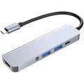 Docking hub USB-C (PD Max 87W), 1 port USB 3.0, 1 port USB 2.0, 1 port audio jack 3.5 mm, 1 port HDMI 4K