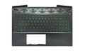 Carcasa superioara neagra, cu tastatura cu iluminare verde pentru laptop HP Pavilion Gaming 15-cx​, L21862-B31