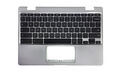 Carcasa superioara si tastatura originala Asus Chromebook C223NA, layout US, argintiu inchis, fara iluminare, model 90NX01Q1-R30280