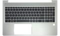 Carcasa superioara cu tastatura originala HP ProBook 450 G8, 455 G8, argintie, layout International, fara iluminare, model M21740-B31