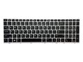 Tastatura compatibila HP EliteBook 755 G5, 850 G5, 850 G6, rama argintie, taste negre, layout US cu iluminare