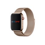 Curea Apple Watch 42mm, Stainless steel compatibila cu Apple Watch 4, Seria 3, Seria 2, Seria 1, masura M/L (Milanese Gold), model DRLN0023