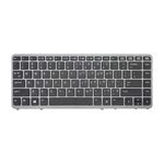 Tastatura compatibila HP EliteBook 740 G1, rama argintie, cu iluminare, US