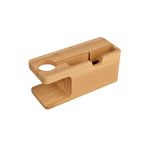 Stand de incarcare 2 in 1, pentru iPhone XS, X, Max, XR, 8, 8 Plus, 7, 7 Plus, 6S, 6S Plus, 6, 6 Plus, SE, 5S, 5C, 5, Apple Watch 4, 3, 2, 1, din lemn bambus