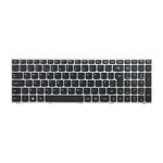 Tastatura laptop compatibila Lenovo, rama argintie, taste negre, fara iluminare, layout UK, model 25215251