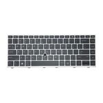 Tastatura originala laptop HP EliteBook 745 G5, 745 G6, 840 G5, 846 G5, 840 G6, 846 G6, rama argintie, taste negre, fara iluminare, layout International, model L14379-B31