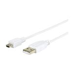 Cablu USB 2.0 - MiniUSB 2.0, 1m, alb, eSTUFF