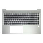 Carcasa superioara cu tastatura originala HP ProBook 450 G8, 455 G8, argintie, layout International, fara iluminare, model M21740-B31