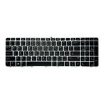 Tastatura compatibila HP EliteBook 755 G3, 755 G4, 850 G3, 850 G4, taste negre, rama argintie, cu iluminare, US