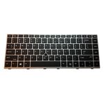 Tastatura compatibila HP EliteBook 745 G5, 745 G6, 840 G5, 846 G5, 840 G6, 846 G6, rama argintie, cu iluminare, layout US