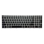Tastatura compatibila HP EliteBook 755 G5, 850 G5, 850 G6, rama argintie, taste negre, layout US fara iluminare